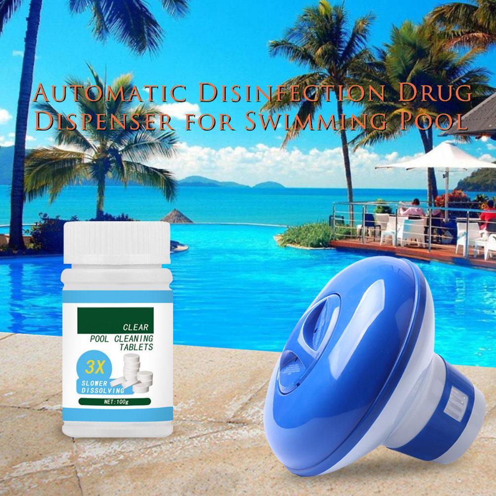 Pool Effervescent Tablets Swimming Pool Chlorine Tablet with Floating Chlorine Dispenser Box for Home Pool Tubs Spas