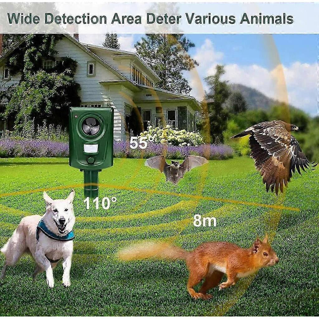 Fox Deterrent Cat Repellent Ultrasonic Cat Scarers for Gardens Bird Deterrent Dog Animal Repeller Battery Operated Waterproof Adjustable Sensitivity M