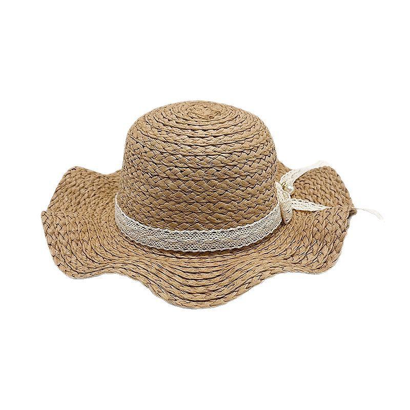Summer Little Girl Big Brimmed Sunshade Straw Hat Baby Girl Summer Princess Beach Sun Protection Fisherman Children Hat Bag