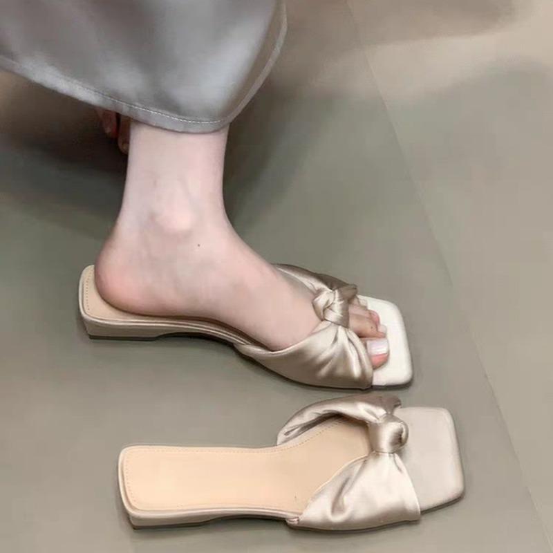 

Модные новые свадебные тапочки с бантом-бабочкой, модный подарок для невесты и подружек невесты на вечеринку, домашняя обувь, атласные шлепанцы на низком каблуке, zapatos mujer 35 розовый