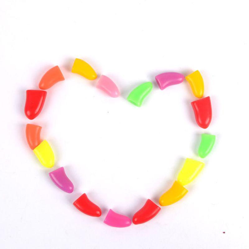 Pet 20pcs Dog Cat Nail Caps Pu Wrap Claw Paws Protect Clean Cute Safe Send Glue