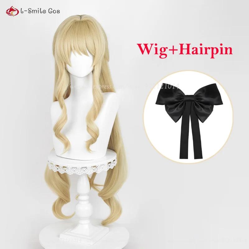 Fontaine Navia Cosplay Wig 95cm Linen Golden Cruly Wigs For Women Cosplay Anime Wig Heat Resistant Synthetic Hair Halloween