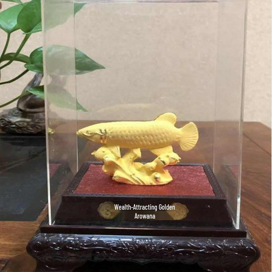 Flocked Sand Gold Dragon Fish Ornament - Annual Gift for Wealth & Home Decoration