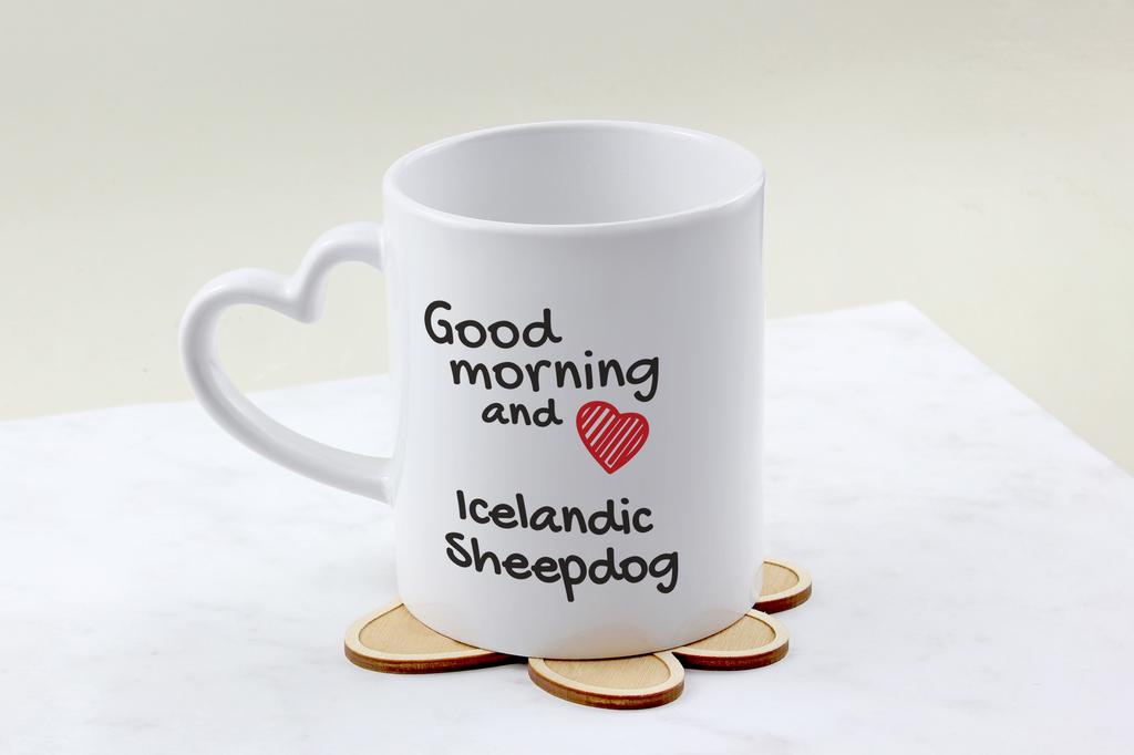 Icelandic Sheepdog, Icelandic Spitz, Iceland Dog - Cup with a Dog, Adorable Cup with a Heart-shaped Handle, Universal Gift from the Art-Dog Brand