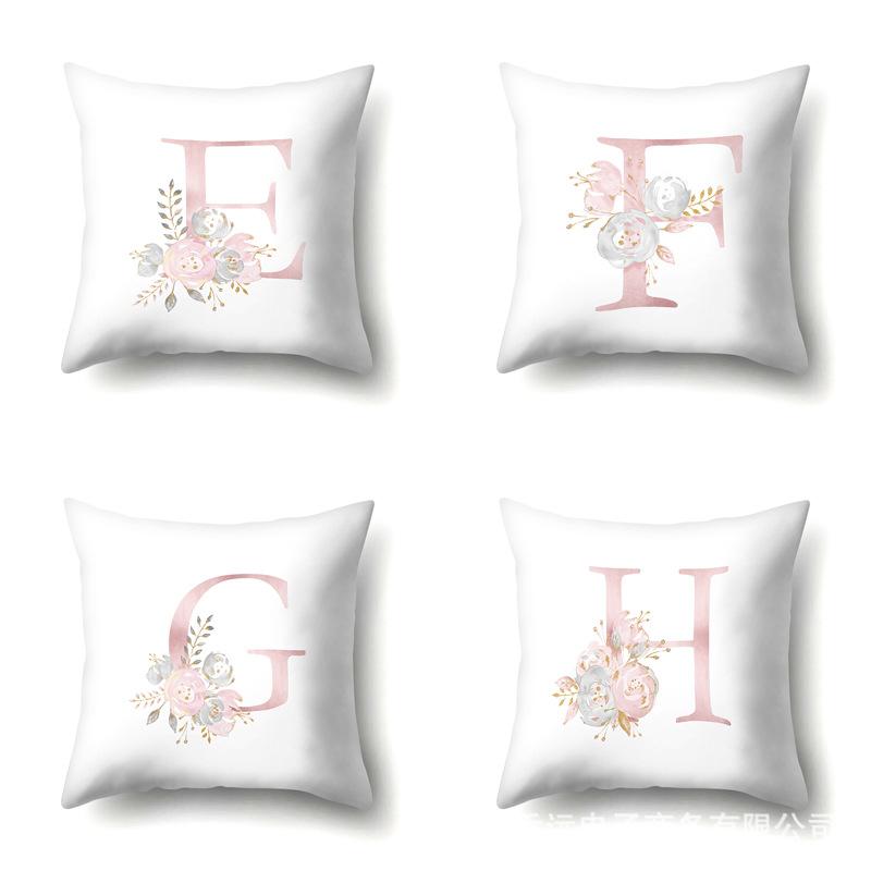 Polyester Pillowcase Automobile Decoration Home 26 English Letter Printing Pillowcase Waist Cushion Cover