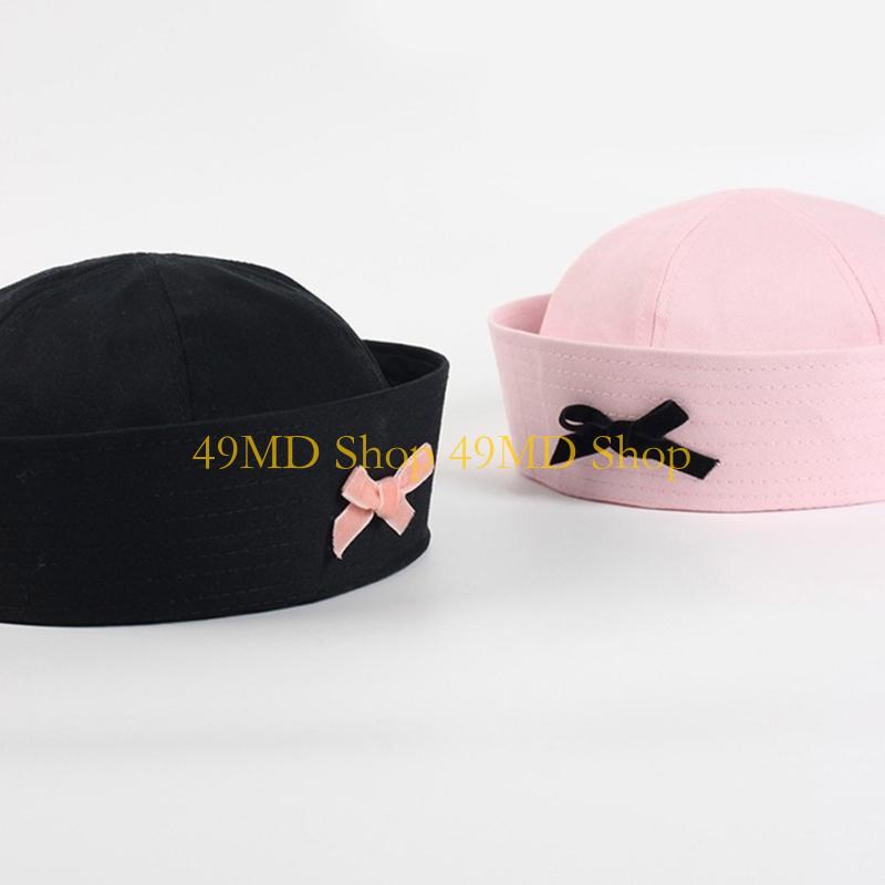 49MD Sweet Hat for Spring Women JK Bowknot Sailor Hat Uniform Hat Cosplay Dress Up Hat Musical Festival Hat