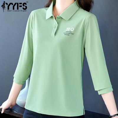 Moda feminina casual primavera outono manga comprida blusas e camisas POLO