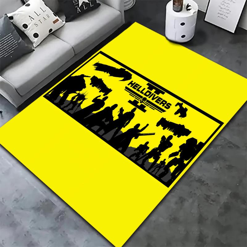 Helldivers Game Silhouettes Carpet Rug For Living Room Bedroom Home Sofa Decoration Kids Play Nonslip Floor Mat