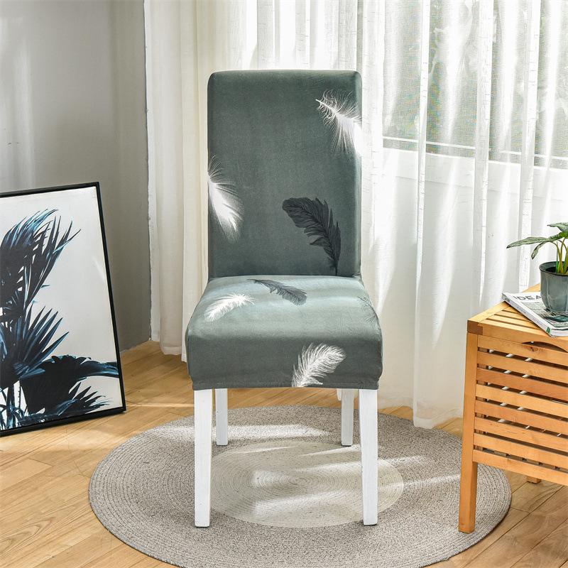 

Elastic Printed Chair Cover Feather Pattern Stain-Resistant Durable Chair Cover Universal Study Living Room Dining Protector 1 pc