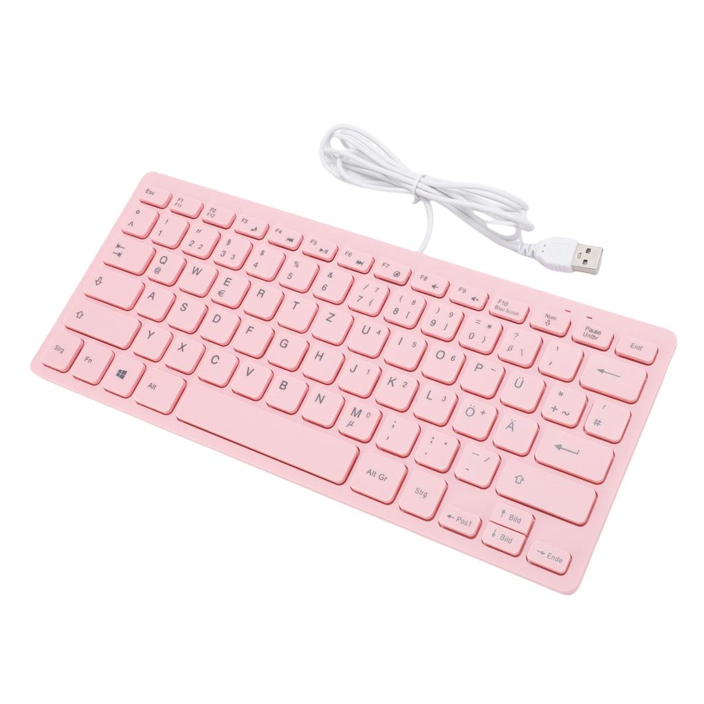 Small Wired Keyboard Roseate Quiet USB 78 Keys Computer Keyboard with Anti Slip Foot Pads for Gaming Working German