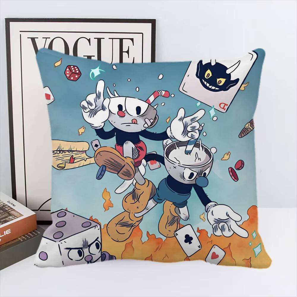 

Cuphead Pillow Case Square Pillow Bedroom Sofa Leisure Comfort Cushion Car Living Room Home Decoration 16x16Inch