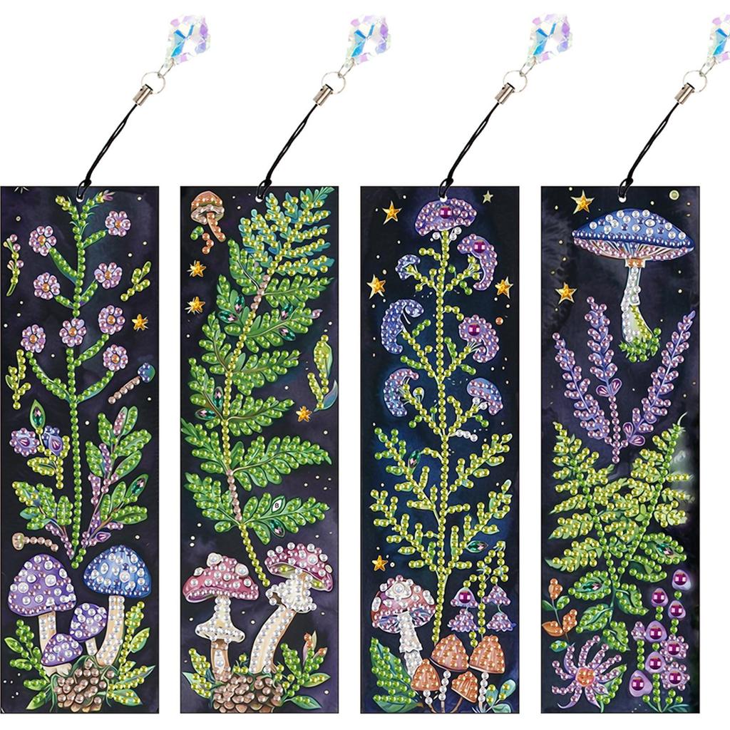 4Pcs DIY with Butterfly Pendants Diamond Painting Art Bookmarks Gift for Book Lovers Mosaic Art Supplies