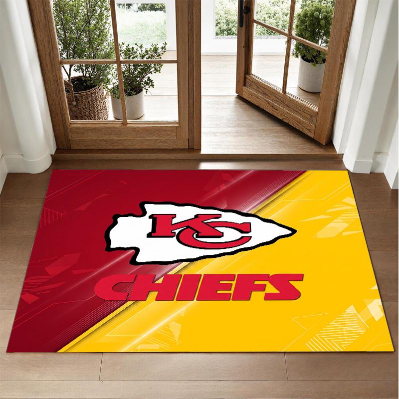Kansas City Chiefs Design Crystal Velvet Rug Soft Decorative Mat for Bedroom Entrance