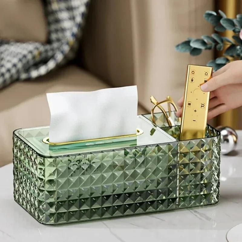 Luxury Tissue Box Paper Towel Holder Bathroom Napkin Toilet Paper Dispenser Desktop Plastic Storage Box Home Decor Ornaments