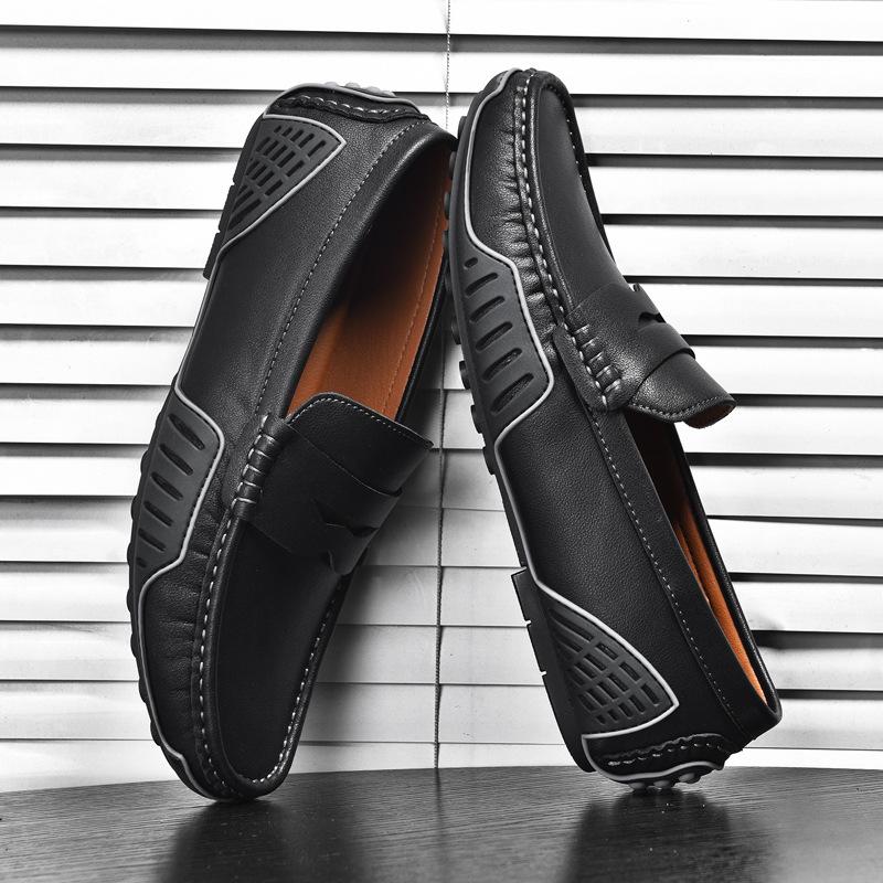 Men's Shoes Genuine Leather Shoes Spring/Summer Breathable Casual Leather Shoes Slip-on Driving Trendy Shoes