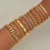 14pcs Elegant Minimalist Multi-Element Metal Chain Bracelet Set Vintage Rhinestone Twist Chain Metal Bracelets For Women Jewelry