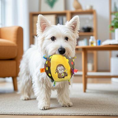 Hund Quietsch Plüschball mit Bändern Stofftierball mit eingebauter Glocke Haustier interaktives Apportierspielzeug für kleine, mittelgroße und große Hunde