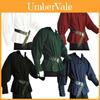 Herren Vintage locker sitzendes Hemd mit Retro-Stehkragen und Bindegürtel