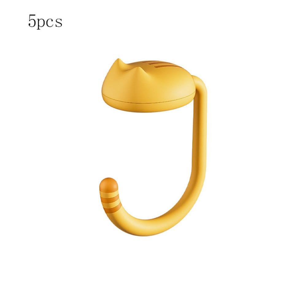 

5 шт. Крючок для сумки в виде кошачьего хвоста, экономящий место, Нескользящий держатель для сумки на стол, Портативные боковые крючки для стола, Ключ жёлтый