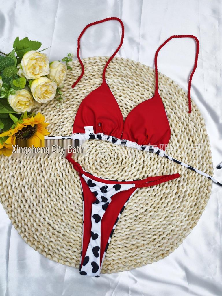 European & American New Braided Triangle Thong Bikini Set