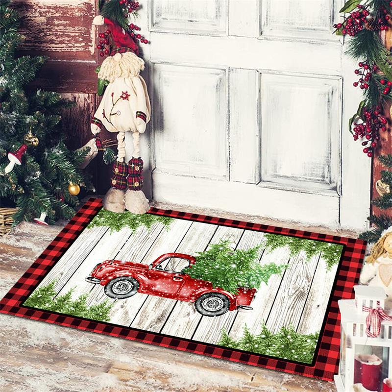 Christmas Welcome Entrance Doormat Decor Kitchen Hallway Rugs Bathroom Non-slip Foot Rug Living Room Carpet Christmas Decoration