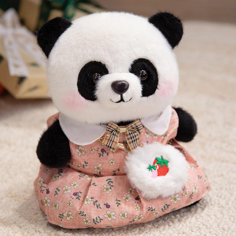 Cute Cute Dressed Panda Doll Plush Toy Black And White Panda Doll Children Accompany Soothing Doll