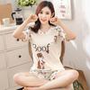 2 Teile/satz Cartoon Tier Frauen Nachtwäsche Kurzarm Top Shorts Pyjamas Set