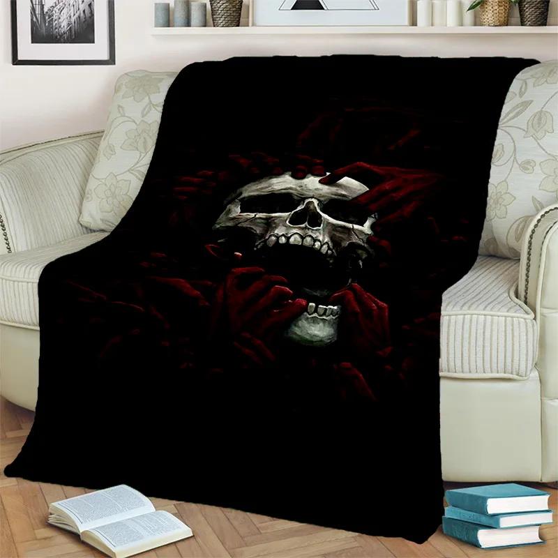 Gothic Horror Skull Ghost Cartoon Blanket Soft Throw for Home Bedroom Bed Sofa Picnic Travel Office Cover Kids