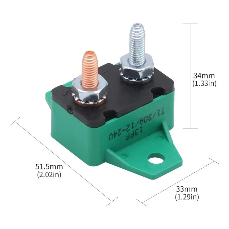 2PCS 30A Auto Resetting Circuit Breaker Red Protective Boot 6-28VDC Application Plastic Body With Fixed Wing Mounts