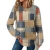 Women's Plaid Print Round Neck Long Sleeve Casual Loose Top