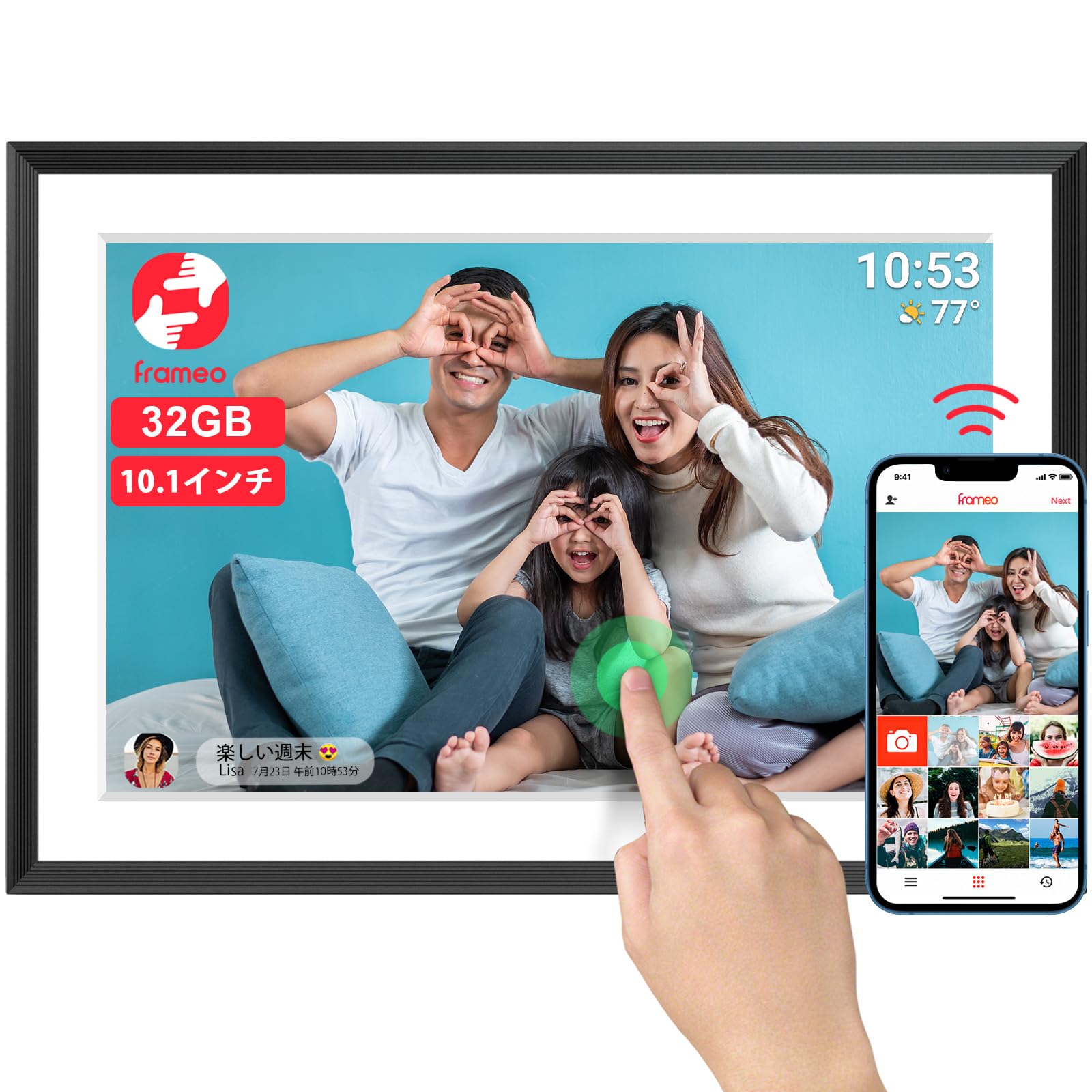 

AKImart 32GB 10.1 Inch WiFi Digital Photo Frame 1280x800 HD IPS Touch Screen Auto Rotating Wall Mountable Share Photos Videos with Frameo App