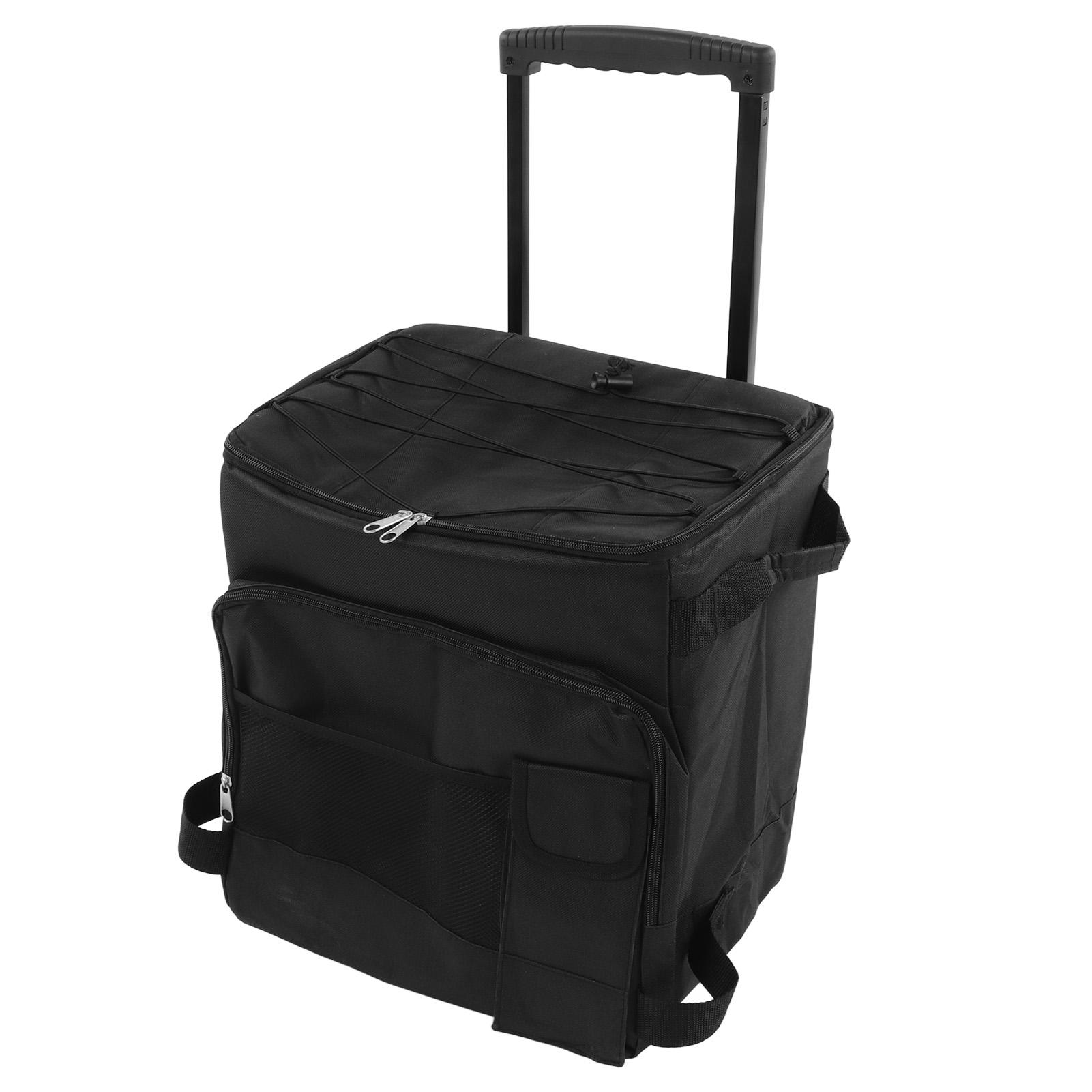 

43L Wheeled Cooling Bag Dual Zipper Trolley Lunch Bag Waterproof Portable Cooler With Handle For Picnic Camping BBQ чёрный