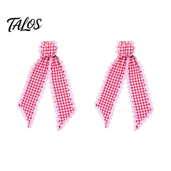 Decorative Door Bow Fall Scalloped Wreath Sash for Front Door, 55 Inch Plaid Gingham Autumn Ribbon Thanksgiving Harvest Yard Porch Doorway Indoor