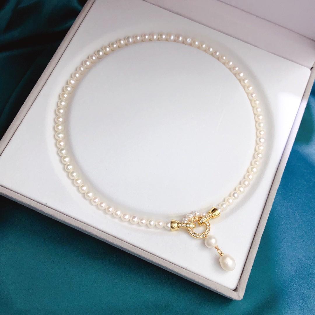Zhuji Freshwater Pearl Necklace - White, Versatile Fashion Jewelry with Exquisite Luster for Women. 6-7mm белый