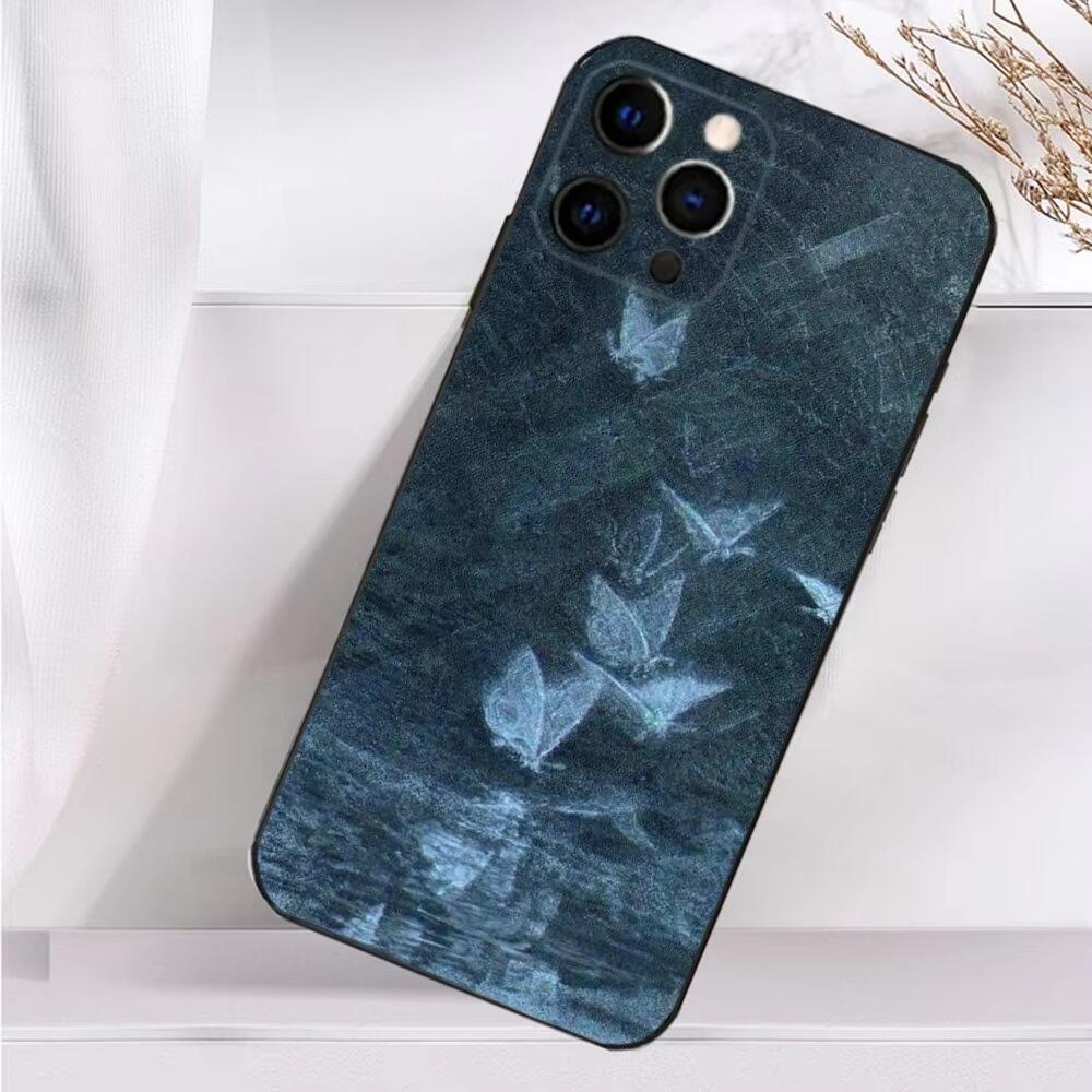 Yiduo Lotus is suitable 17 phone case, cat blue butterfly new anti-drop case for Apple 15/14 Pro Max
