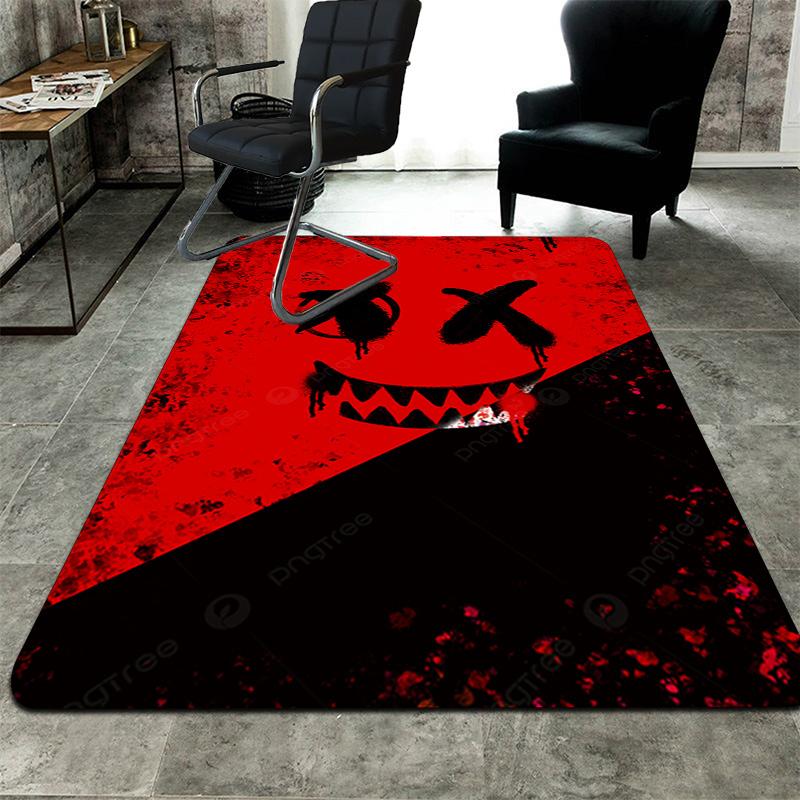 Black and Red Smiley Face Graffiti Rug Floor Mat for Living Room or Bedroom Soft and Comfortable Carpet a Gift for Birthday and Holiday.MFF0918277
