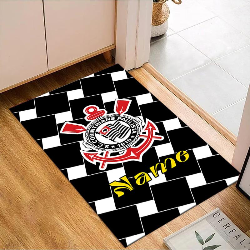 Custom Name Corinthians Team Crest Rug Game Carpet, Floor Mat for Bedroom Living Room Entryway Rug, Home Decor Idea Gift for Christmas birthday