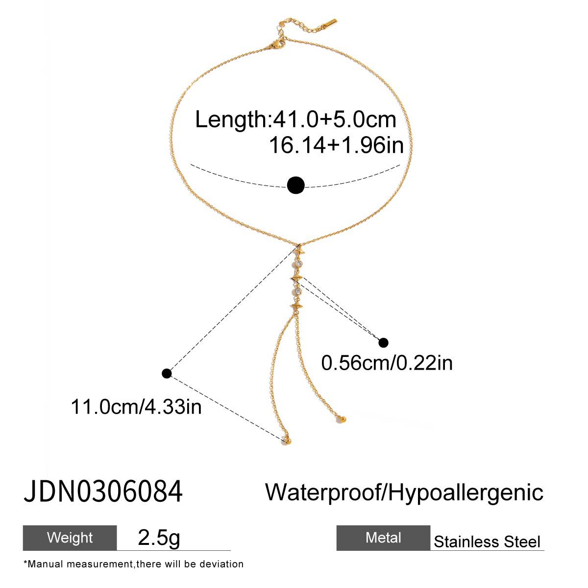 

Design sense Classic style 16K gold, white zircon zirconium cup tetra star Y chain necklace