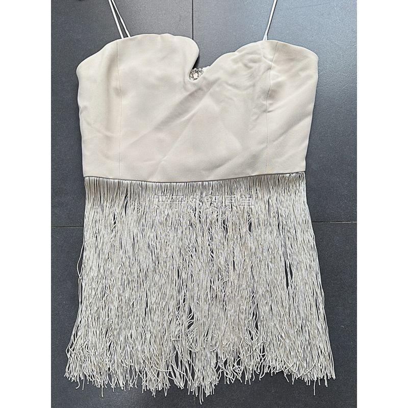 Yan Zi Export Day + Asymmetrical Collar Long Fringe Elegant Sexy Tube Top Vest Tops