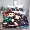 Demon slakter: Kimetsu no Yaiba kamado Nezuko Anime 100% Polyester Sengetøy Sett Dynetrekk Sett Trykt Tegneserie Hjemmeinnredning