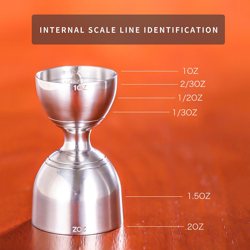 Bar Bell Jigger Cocktail Jigger, Stainless Steel Commercial 2oz. / 1oz. Measuring Jigger Bar Tools Bar Accessories
