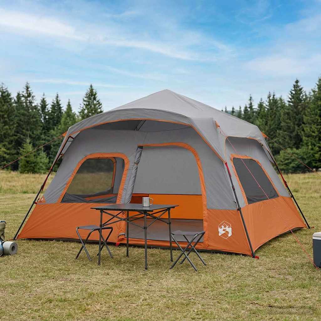 Sofort-Zelt Grau und Orange 340 x 280 x 190 cm