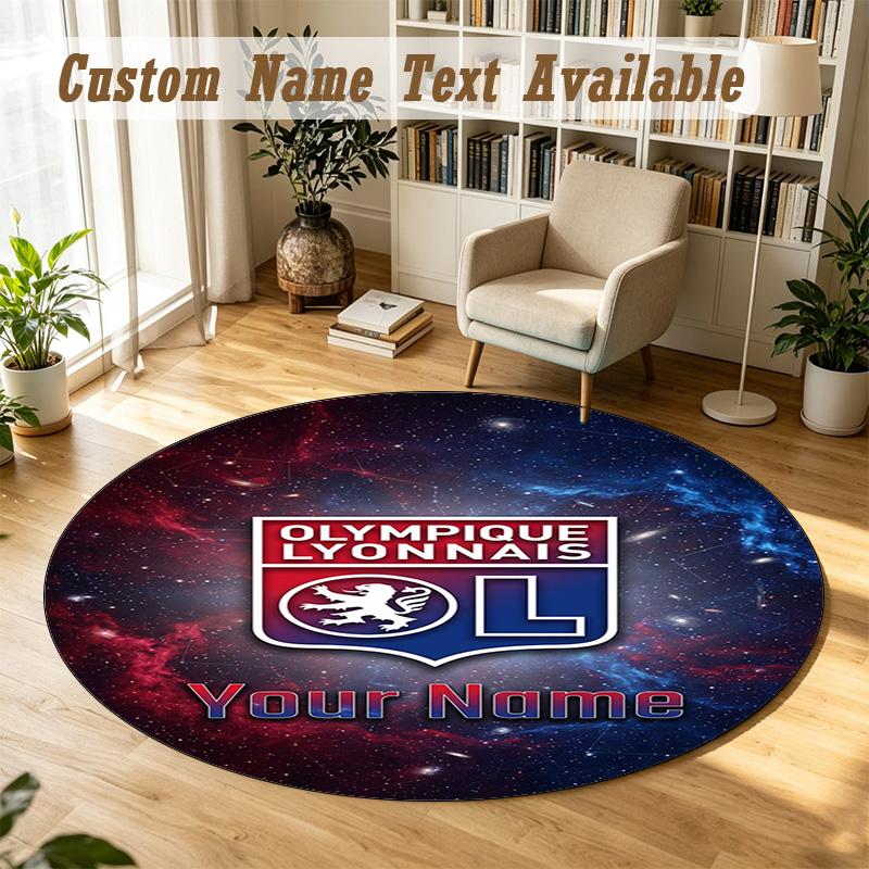 Round Rug Custom NameLyon FC Pattern Non Slip Carpet Home Floor Decor