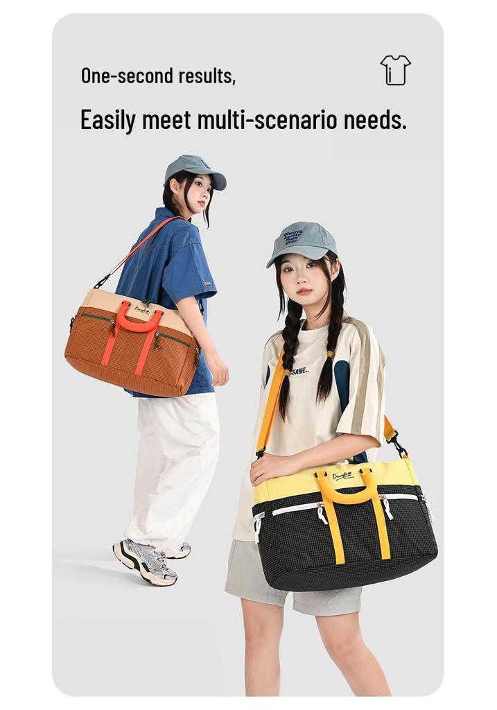 Large Capacity Color Block Travel & Sports Bag with Wet/Dry Separation