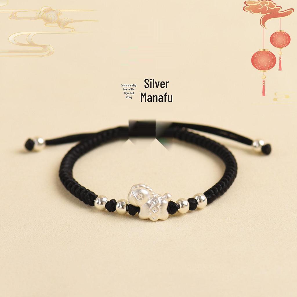 2026 Year of the Horse Silver Blessing Bracelet for Babies: Luxurious Woven Red String Hand Rope in New Chinese Style