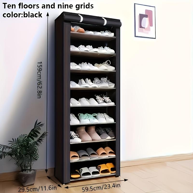 

Багатоярусна полиця для взуття, що легко монтується - Економія місця, міцний пластиковий металевий дизайн, підходить для домашньої організації 10 layers чорний