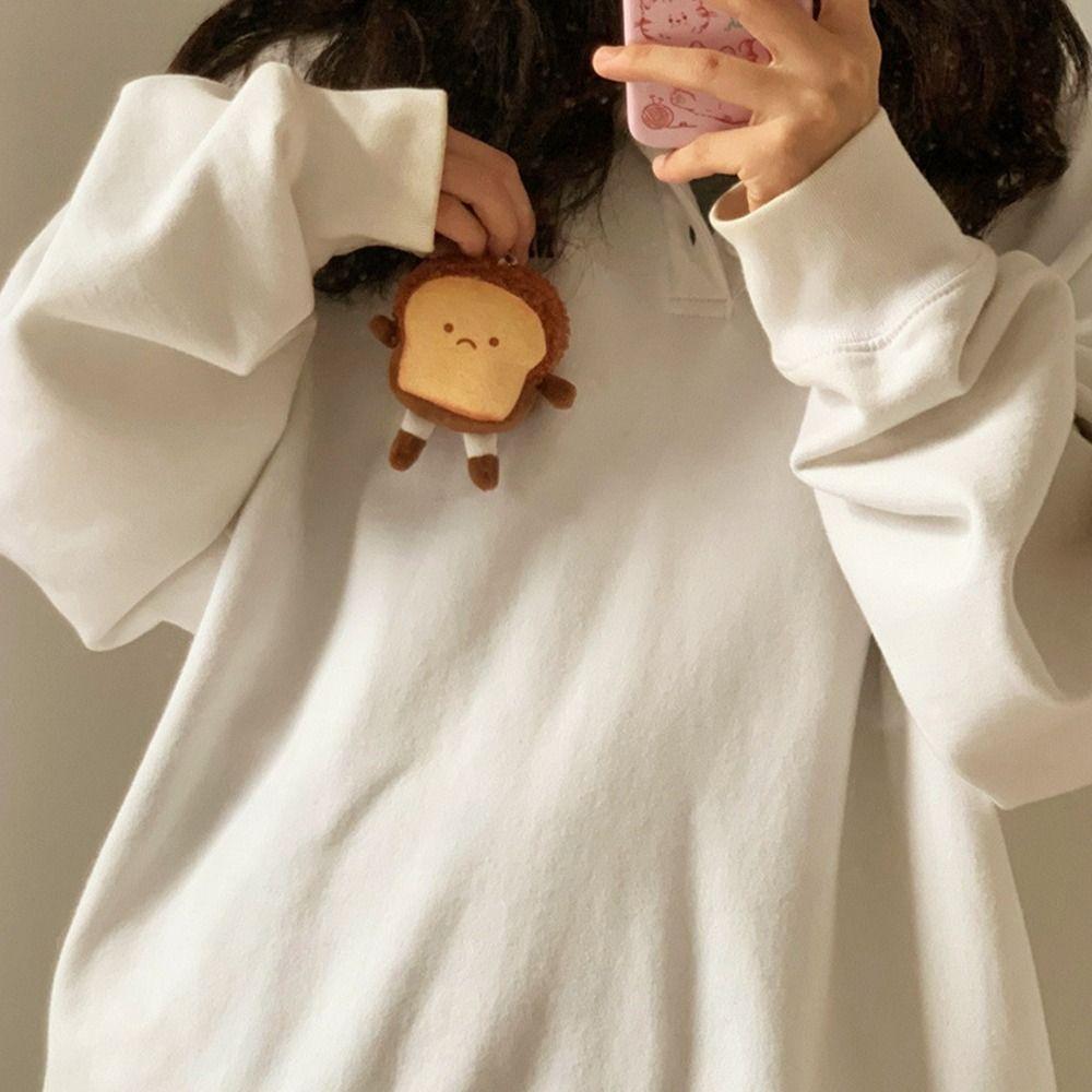 Expression Cute Decoration Badge Dual-use Plush Key Chain Brooch Toast Bread Pendant Key Charms