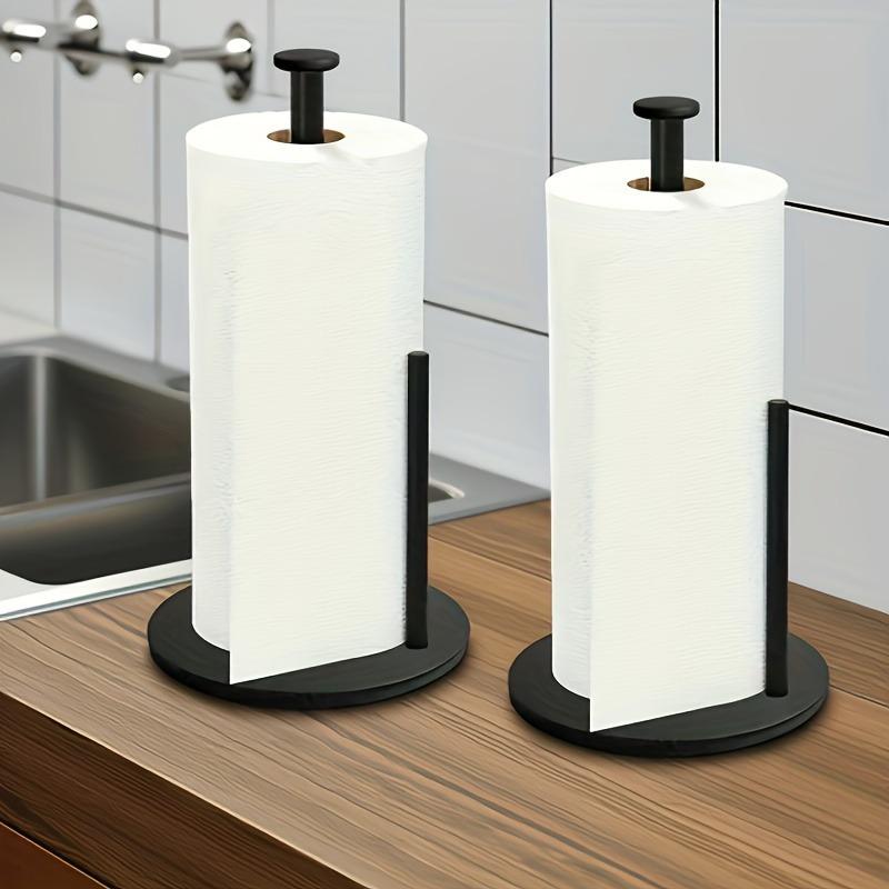 Stainless Steel Paper Towel Holder for Kitchen Countertop, Heavy Weighted Base Roll Dispenser - No Drill,Silver