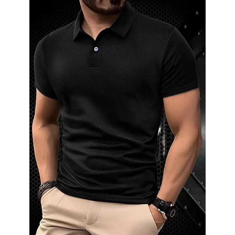 Men's Polo Simple Pure Color Short-Sleeved Shirt, High-Grade Fabric, Breathable and Comfortable Fabric with Ice Feel, Summer Out