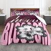 Vintage Cherry Bloom Typographic Art Red King Size Duvet Cover, Machine Washable Duvet Cover Set, Lightweight Duvet Cover for Summer